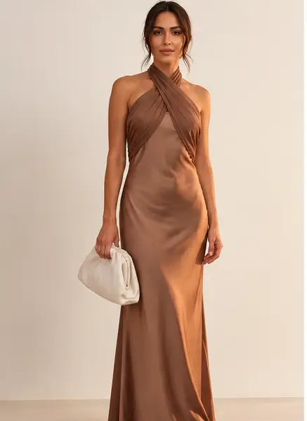 Sienna Satin Halter Gown